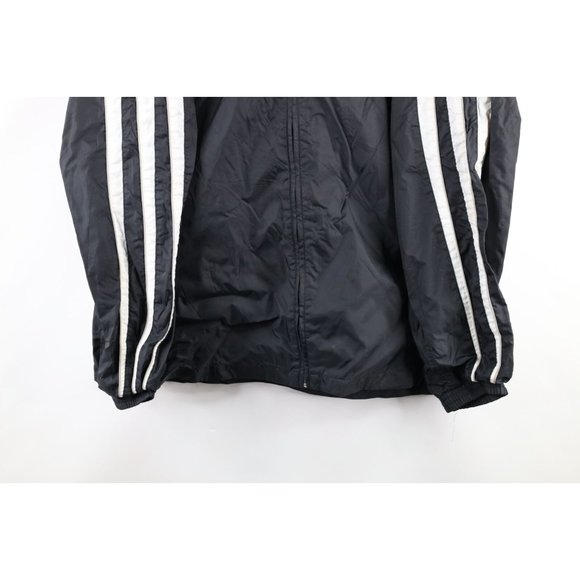Vintage 90s Adidas Mens XL Spell Out Striped Lined Full Zip Windbreaker Jacket - Picture 3 of 12